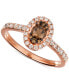 Фото #1 товара Chocolate Diamond & Nude Diamond Halo Ring (5/8 ct. t.w.) in 14k Rose Gold