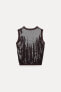 SLEEVELESS SEQUINNED KNIT TOP