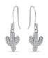 Cubic Zirconia Pave Cactus Drop Earrings in Sterling Silver