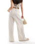 Miss Selfridge linen blend pull on wide leg trouser in natural slub