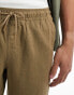 Threadbare cotton linen trousers with elasticated waist in brown