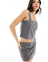 Фото #4 товара ASOS DESIGN square neck top co ord in grey pinstripe