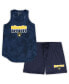 ფოტო #1 პროდუქტის Women's Navy Milwaukee Brewers Plus Size Cloud Tank Top and Shorts Sleep Set