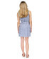 Фото #2 товара Petite Frayed-Neck Belted Seamed Button-Down Denim Dress