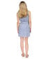 ფოტო #2 პროდუქტის Petite Frayed-Neck Belted Seamed Button-Down Denim Dress