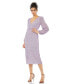 Фото #1 товара Women's Sequined Illusion Puff Sleeve V Neck Midi Dress
