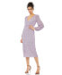 ფოტო #1 პროდუქტის Women's Sequined Illusion Puff Sleeve V Neck Midi Dress