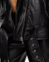 Фото #12 товара ASOS DESIGN Petite oversized premium real leather biker jacket in black