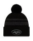 ფოტო #1 პროდუქტის Men's Black New York Jets Dispatch Cuffed Knit Hat with Pom