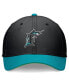 Фото #3 товара Men's Black/Teal Florida Marlins Cooperstown Collection Rewind swoosh flex Performance Hat