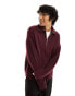 Weekday Harry wool blend half zip jumper in burgundy