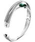 Silver-Tone Hyperbola Green Stone Bangle Bracelet