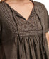 ფოტო #3 პროდუქტის Women's Cotton Embroidered Babydoll Tie-Neck Top