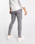 ASOS DESIGN smart skinny trousers with cotton mix micro texture in navy