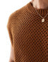 ASOS DESIGN oversized knitted tank top in brown