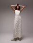 Фото #1 товара Topshop premium embroidered cut out back maxi dress in ivory