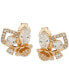 ფოტო #1 პროდუქტის Gold-Tone Crystal Flower Clip-On Button Earrings