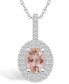 Фото #1 товара Macy's morganite (1-1/7 Ct. T.W.) and Diamond (1/2 Ct. T.W.) Halo Pendant Necklace in 14K White Gold
