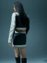 Фото #5 товара Murci leather look mini skirt co-ord in black with cream trim