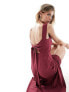 Фото #7 товара Vesper bow back thigh spilt maxi dress in burgundy