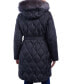 Фото #2 товара Women's Belted Faux-Fur-Trimmed Hooded Puffer Coat