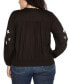 Black Label Plus Size Embroidered Blouson Sleeve V-Neck Blouse