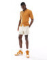 ASOS DESIGN lightweight knitted rib button through polo in burnt orange