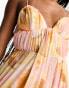 Фото #6 товара ASOS DESIGN Tall cami mesh maxi dress with sash in orange smudge print