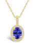 ფოტო #1 პროდუქტის Tanzanite (1-1/4 Ct. t.w.) and Diamond (1/4 Ct. t.w.) Halo Pendant Necklace