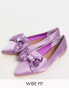 Фото #1 товара ASOS DESIGN Wide Fit Lake bow pointed ballet flats in lilac