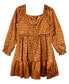 ფოტო #2 პროდუქტის Big Girls Puff Sleeve Ruffle Hem Dress with Necklace, 2-Pieces