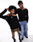 Фото #2 товара Reclaimed Vintage unisex slash neck jumper in black