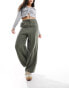 Фото #1 товара Miss Selfridge soft touch pull on wide leg trouser in khaki