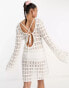 Фото #2 товара Style Cheat crochet tie back mini dress in white