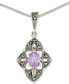 Фото #2 товара Macy's amethyst (1/2 ct. t.w.) & Marcasite Flower 18" Pendant Necklace in Sterling Silver