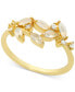 ფოტო #1 პროდუქტის Gold-Tone Crystal Flower Sprig Ring, Created for Macy's