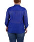 ფოტო #2 პროდუქტის Plus Size Long Roll Tab Sleeve Burnout Knit Top