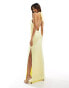 Jarlo high neck satin maxi dress with open back in lemon yellow