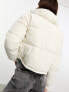 Hollister cropped puffer jacket in cream