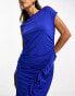 Фото #3 товара & Other Stories midi dress with fluted wrap in bright blue