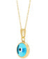 ფოტო #3 პროდუქტის Enamel Evil-Eye 18" Pendant Necklace in 10k Gold