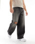 ASOS DESIGN baggy jeans with abrasions in washed black