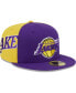 ფოტო #1 პროდუქტის Men's Purple, Gold Los Angeles Lakers Gameday Wordmark 59FIFTY Fitted Hat