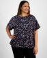 Фото #1 товара Plus Size Chain-Print Dolman-Sleeve Top