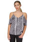 Фото #1 товара Women's Snakeskin-Print Cold-Shoulder Chain Top