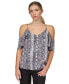 ფოტო #1 პროდუქტის Women's Snakeskin-Print Cold-Shoulder Chain Top