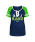 Фото #3 товара Women's College Navy Seattle Seahawks Raglan Lace-Up T-shirt
