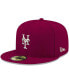 Фото #1 товара Men's Cardinal New York Mets Logo White 59FIFTY Fitted Hat