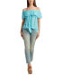 ფოტო #3 პროდუქტის Juniors' Ruffled Off-The-Shoulder Tie-Waist Top