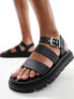 schuh Tina sandals in black tumbled leather